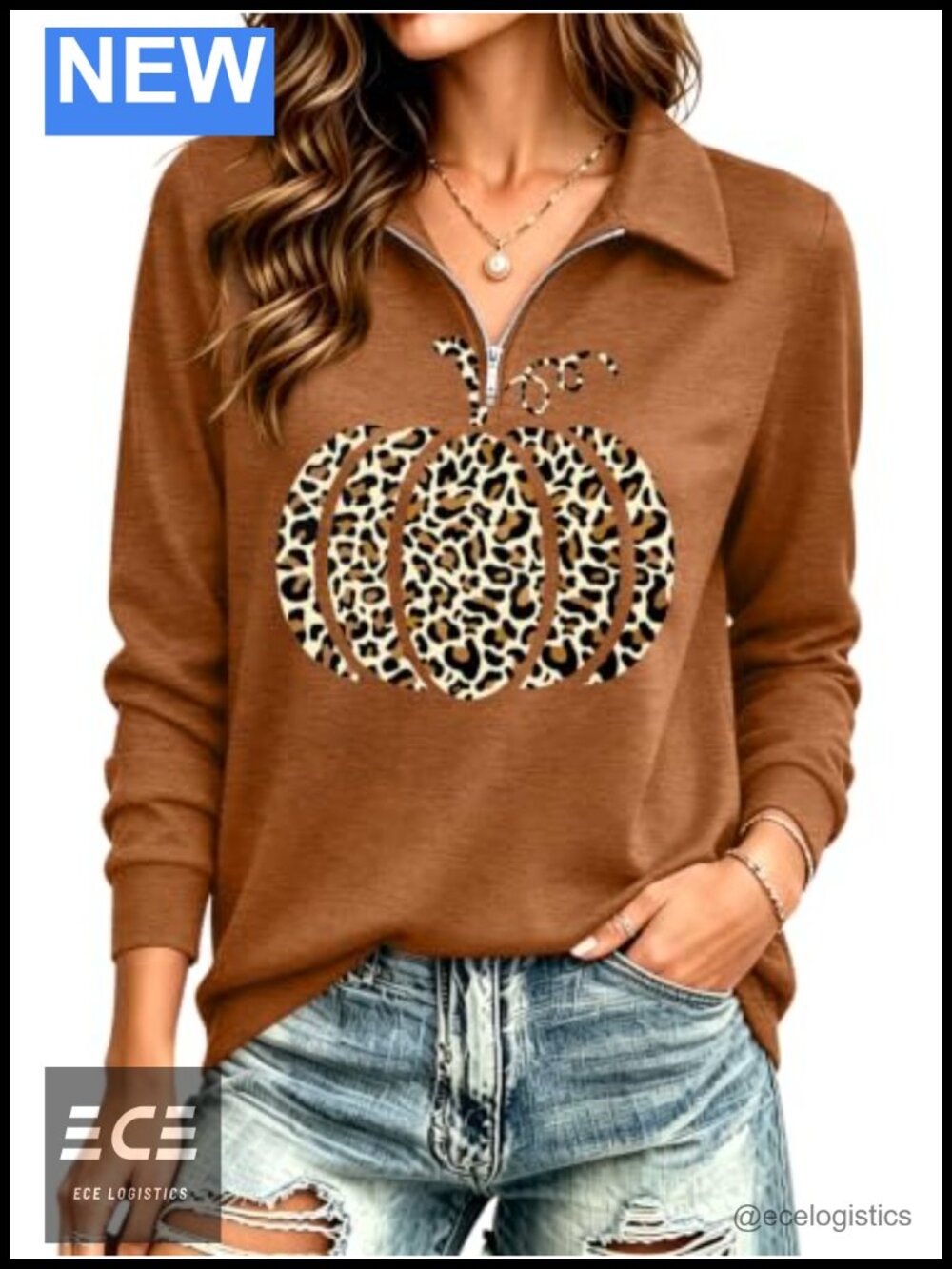 Women's Halloween Half Zip Long Sleeve Graphic Tee Fall Top